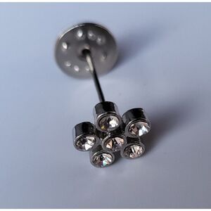 Floral Crystal Bezel Cluster Thick Sweater Pin - 0.5 in wide 1 in deep